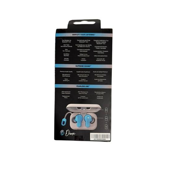 NEW Skullcandy Dime True Wireless in-Ear Earbud - Light Grey/Blue Bluetooth - Picture 5 of 9